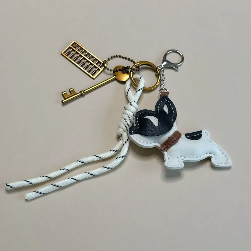 Charming Black and White Dog Keychain S1059